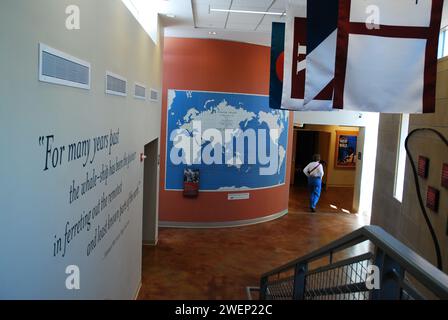 A museum in New Bedford, Massachusetts honors the town’s the famous whaling ships and industry from the 19th Century Stock Photo