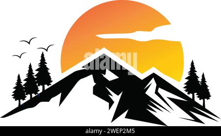 Vector Mountain, Hill, lake logo Stock Vector