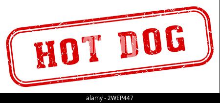 hot dog stamp. hot dog rectangular stamp isolated on white background Stock Vector
