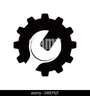 Simple flat style tool cogwheel wrench icon shape symbol. Settings interface logo sign button. Vector illustration image. Isolated on white background Stock Vector