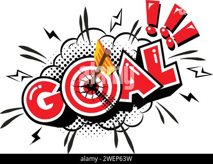 Target goal, success business strategy concept.  Vector icon in comic style on transparent background Stock Vector