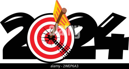 2024 new year target audience concept. Creative thinking drawing charts and graphs business success strategy. Vector template on transparent backgroun Stock Vector