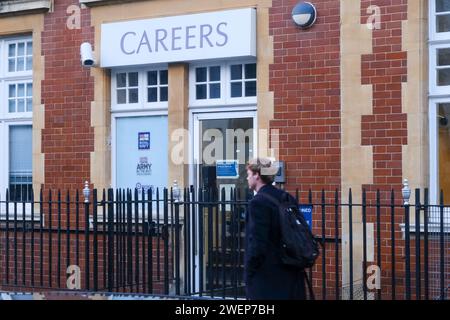 London, UK. 26th Jan 2024. Army recruitment: General Sir Patrick Sanders wants to see an increase in the army in case of war. Army recruitment office, Russell Square. Credit: Matthew Chattle/Alamy Live News Stock Photo