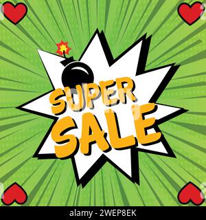 Super sales text pop art design vector image Stock Vector