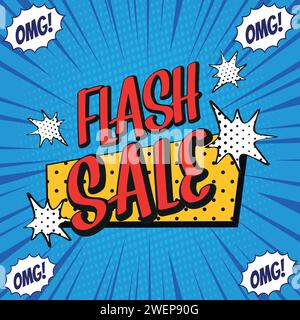 flash sales pop art huge sales text pop vector image Stock Vector