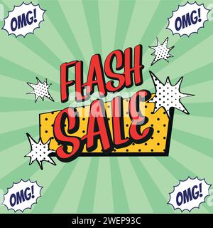 flash sales pop art huge sales text pop vector image Stock Vector