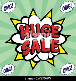 flash sales pop art huge sales text pop vector image Stock Vector