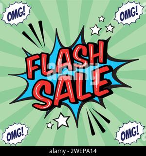 flash sales pop art huge sales text pop vector image Stock Vector