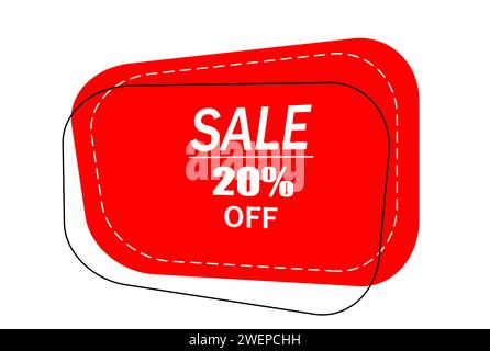 Insulated price tag, rectangular discount sticker on a white background. Stock Vector