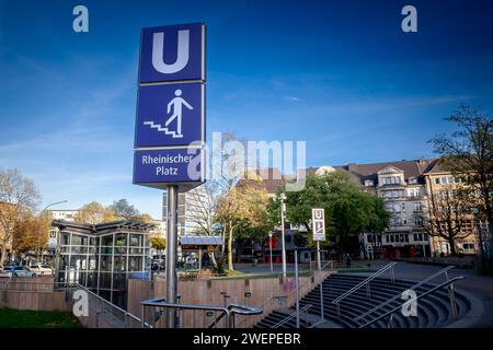 Picture of a the sign indicating a station of the U-Bahn system of Essen, Stadtbahn Essen. The Essen Stadtbahn (Stadtbahn Essen) is a 19.6-kilometer l Stock Photo