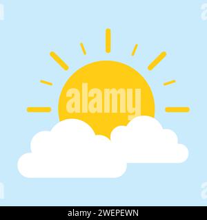 x4Sun Behind Cloud On The Blue Sky Vector Illustration Stock Vector