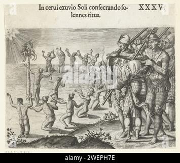 This image shows the native people of Florida worshipping a column ...