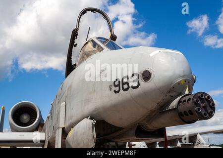 US Air Force A-10A Thunderbolt attack jet from Spangdahlem AB at NATO Geilenkirchen Air Base. Geilenkirchen, Germany - June 17, 2007 Stock Photo