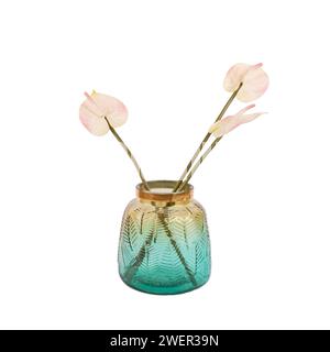 luxury decorative glass vase with flowers isolated on white background Stock Photo