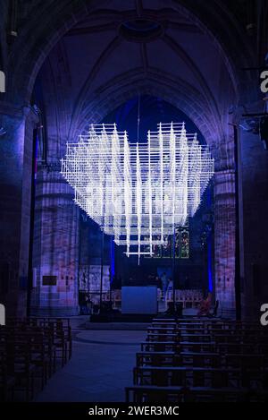 Edinburgh, Scotland. Friday 26th January, 2024. HEART. Michael PendryÕs HEART is a new, three-dimensional, five-metre tall work that represents the human heart. HEART makes its UK debut at St. GilesÕ Cathedral in the heart of Edinburgh this weekend, as part of the cityÕs Burns & Beyond Festival and St GilesÕ 900th, the anniversary of the founding of the Cathedral. HEART changes, pulsates, throbs, burns and sometimes bleeds. from Friday 26 January to Sunday 11 February 2024. Credit: Brian Anderson/Alamy Live News Stock Photo