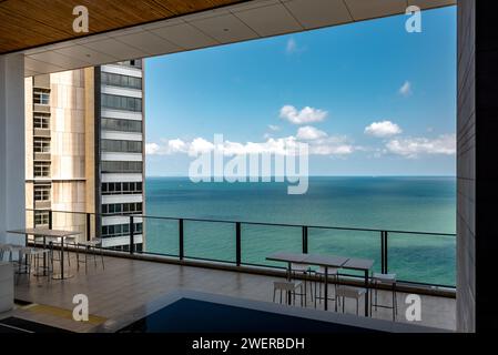 A stunning scenic view from an ocean view of a beach condominium Stock Photo