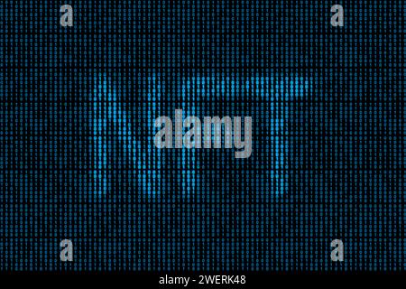 Subliminal message "NFT" hidden in binary code. Stock Photo