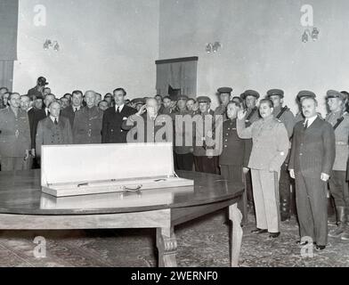 TEHRAN CONFERENCE 1943. Winston Churchill greeted by Shah of Persia on