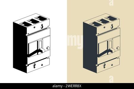 Stylized vector illustrations of a circuit breaker Stock Vector