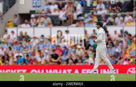 Brisbane, Australia. 26th Jan 2024. Usman Khawaja (1 Australia) fielding during the NRMA Insurance Test Match between Australia and West Indies at the Stock Photo