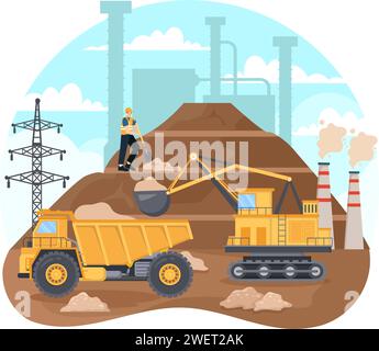 Mining Company with Heavy Yellow Dumper Trucks for Coal Mine Industrial ...