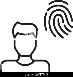 Male user profile protected by fingerprint id. Pixel perfect icon Stock Vector