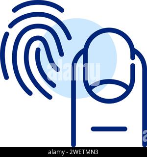 Tapping finger for fingerprint recognition. Pixel perfect, editable stroke Stock Vector