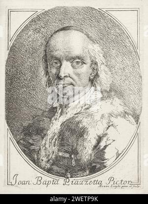Portret Van Schilder Giovanni Battista Piazzetta, Alessandro Longhi, 1743 - 1813 print   paper etching portrait, self-portrait of painter. historical persons Stock Photo