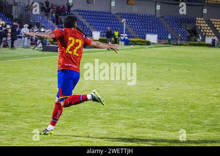 Pasto, Colombia. 26th Jan, 2024. Deportivo Pasto's Israel Alba celebrates scoring a goal during the Deportivo Pasto (1) vs Deportes Tolima (4) match at 'La Libertad Stadium' in Pasto, Colombia, January 26, 2024. Photo by: Sebastian Maya/Long Visual Press Credit: Long Visual Press/Alamy Live News Stock Photo