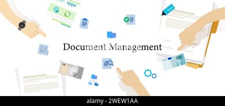 document management folder file report data information archive storage paperwork Stock Vector