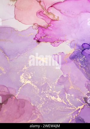 Abstract purple paint background. Acrylic texture with marble pattern Stock Photo