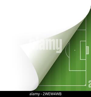 Paper lower right corner with green soccer field Stock Vector