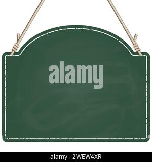 blank information board colored green hanging on ropes Stock Vector