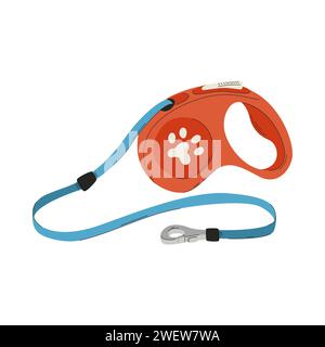 Automatic Retractable Dog Leash. Flexible Waist Leash for pets. A pet care item. A flat vector illustration isolated on a white background Stock Vector
