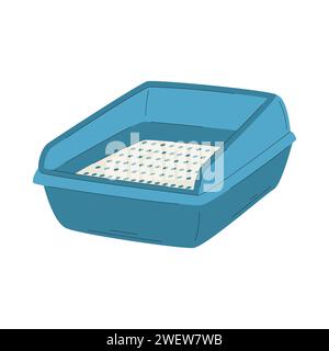 A tray for cat litter. The toilet for cat. A pet care item. A flat vector illustration isolated on a white background Stock Vector