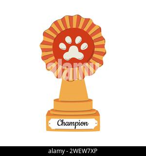 An award-winning statuette for a pet show or exhibition. Flat vector illustration isolated on a white background. Stock Vector