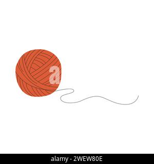 An unwound ball of knitting thread. Simple flat vector illustration isolated on a white background. Stock Vector