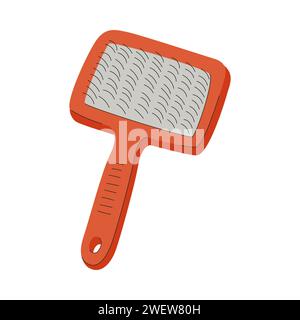 Slicker brush for dogs and cats. A grooming tool. A pet care item. A flat vector illustration isolated on a white background Stock Vector