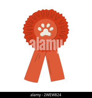 Award ribbon-rosette for dog show. The championship for pets. A flat vector illustration isolated on a white background Stock Vector