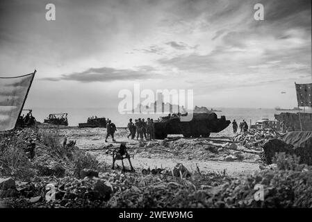 At 8.00 a.m. on the 15th August 1944, assault craft landed Allied troops on the south coast of France, part of the allied invasion of Europe during the Second World War. Stock Photo