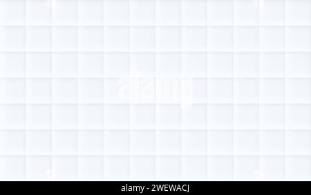 Seamless pattern of modern white evenly spaced squares with shadows on white. Modern and trendy abstract geometric background with copy space. Stock Photo