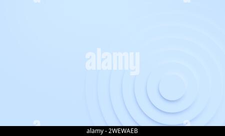 Abstract background of layered light blue circles with shadow & light effect. Abstract high resolution background circular pattern design, copy space. Stock Photo