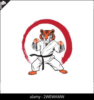 Tiger karate logo cartoon. Graphic logo. Vector EPS Stock Vector