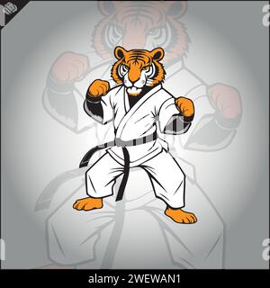 Tiger karate logo cartoon. Graphic logo. Vector EPS Stock Vector