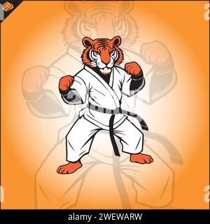 Tiger karate logo cartoon. Graphic logo. Vector EPS Stock Vector