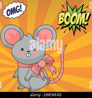 cute mouse couple love pop art design vector image Stock Vector