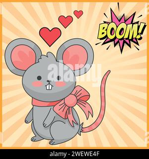 cute mouse couple love pop art design vector image Stock Vector