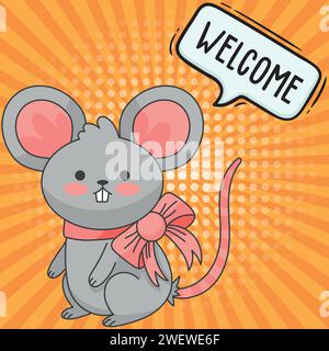 cute mouse couple love pop art design vector image Stock Vector
