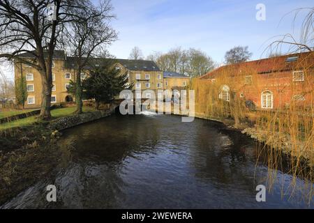 Fakenham mill on the river Wensum, Fakenham town, Norfolk County, England, UK Stock Photo