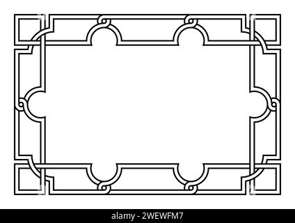 Retro style rectangle frame. Decorative classic frame, rectangular and horizontally aligned, with two  borders, that are playfully intertwined. Stock Photo
